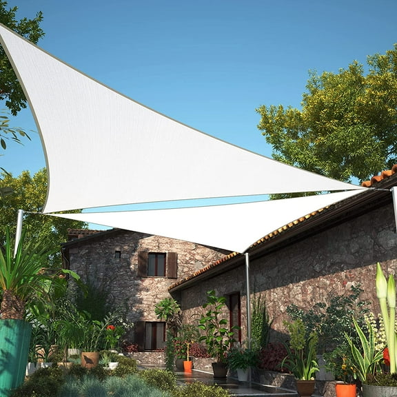 ShadeMart 8' x 8' x 8' White Triangle Sun Shade Sail Canopy Mesh Fabric UV Block - Commercial Heavy Duty - 190 GSM - 3 Years Warranty ( We Make Custom Size )