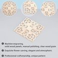 thumbnail image 4 of 2pcs ooden Applique Onlays 5.78inch Square Natural Unpainted Burlywood Onlay Wood Carved Onlay Applique Craft for Cabinet Furniture Doors Bed Door Ornamental Decor, 4 of 9