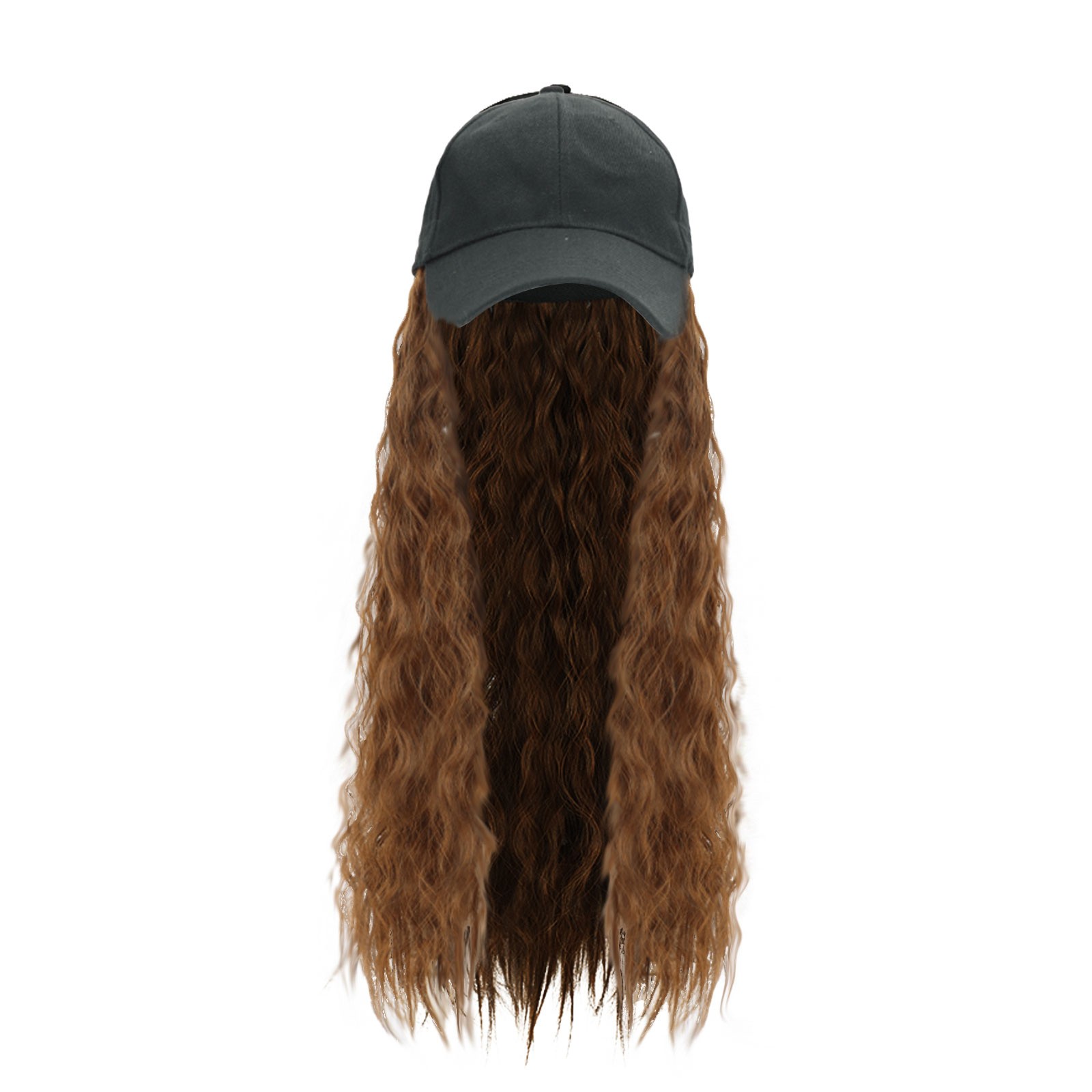 iOPQO Visors Women Girl Long Curly Synthetic Wig Quality Hair Black