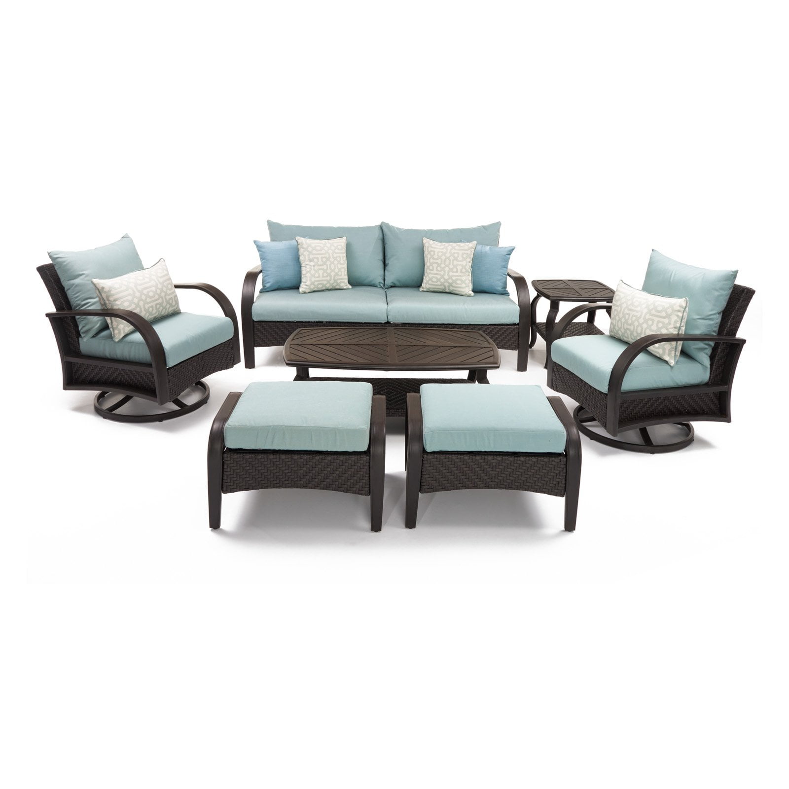 RST Brands Barcelo 7 Piece Conversation Set with Swivel Club Chairs