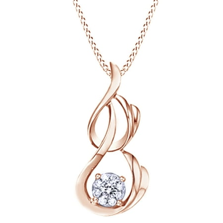- 1/5 Ct Natural Diamond Fashion Pendant Necklace In 14K Solid Rose Gold