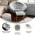 thumbnail image 3 of Emma + Oliver Oversize Faux Fur Folding Saucer Moon Chair with Ottoman for Dorm and Bedroom, Gray Faux Fur/Soft Gold Frame, 3 of 12