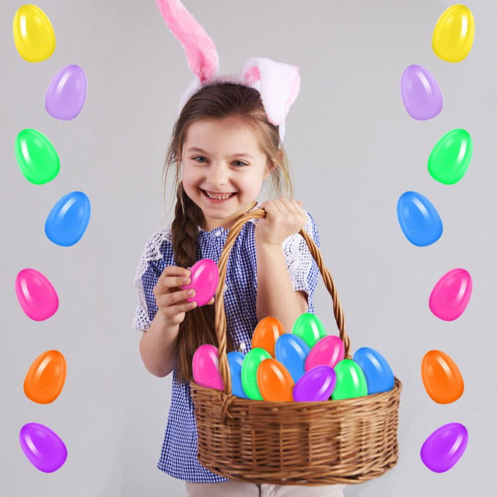Mini Multicolored Plastic Easter Eggs, 2.36 Inch Bright Solid Color Fillable Hinged Eggs, Bulk Empty Eggs for Party Favors Easter Basket Stuffers Classroom Prizes 100Pack