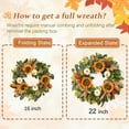 thumbnail image 5 of 22 Inch Fall Wreaths for Front Door, Sunflower Autumn Wreath with White Pumpkin Decorations Fall Door Wreath Outdoor Indoor Thanksgiving Harvest Fall Decor, 5 of 8