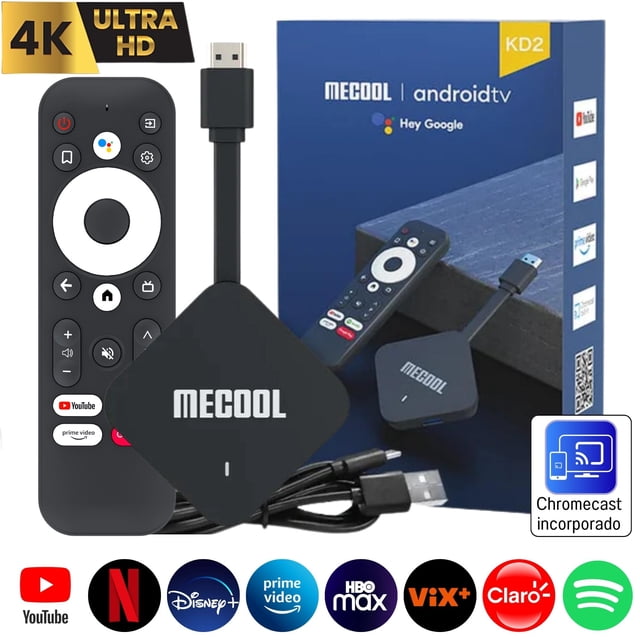 Android TV Stick 4K Ultra HD Streaming Apps, Convertidor a Smart TV 4GB RAM 32GB ROM |Asistente de google y Chromecast incluido | Mecool KD2 Mecool KD2