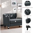 thumbnail image 2 of Husbedom 50" Upholstered Contemporary Modern Loveseat Sofa, Polyester Linen Button Tufted Barrel Loveseat, Mid-century 2 Seater Small Sofa Couch for Small Spaces, Bedroom and Living Room, Dark Gray, 2 of 8