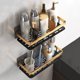 thumbnail image 3 of Estante de ducha adhesivo, organizador de baño de pared, estante de ducha de metal sin perforaciones con vallas doradas, 3 of 5