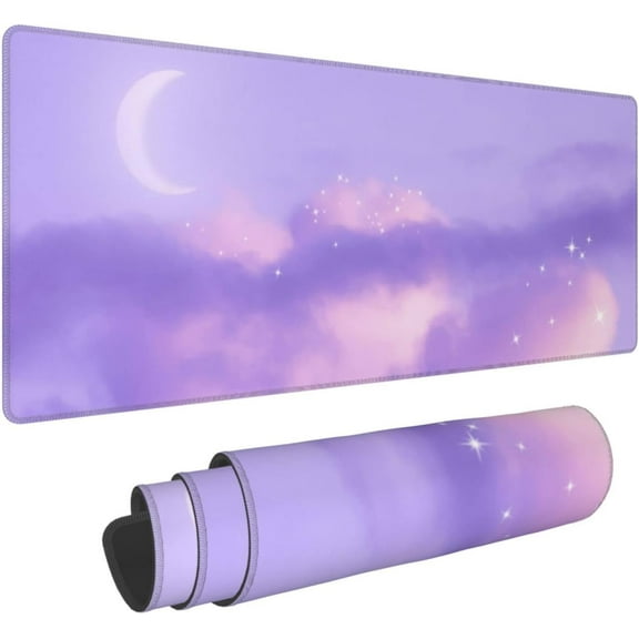 Purple Pastel Clouds Mouse Pad XL Large Gaming Mouse Pad Long Desk Pad Pastel Desk Accessories, 31.5 X 11.8 Inch