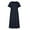Navy, variant on Plus Size Cotton Linen Dresses for Women Short Sleeve Summer Pleated Midi Dress with Pockets