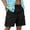 Black, variant on Mens Linen Shorts Casual Solid Color Elastic Waist Straight Knee Length Shorts Breathable Beach Shorts
