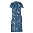 thumbnail image 6 of pstuiky Dresses for Women, Plus Size Dresses Short Sleeved V-Neck Ankle-Length Dress Mid-Calf Dress with Pocket Summer Dresses for Women Blue xxxxxl, 6 of 6