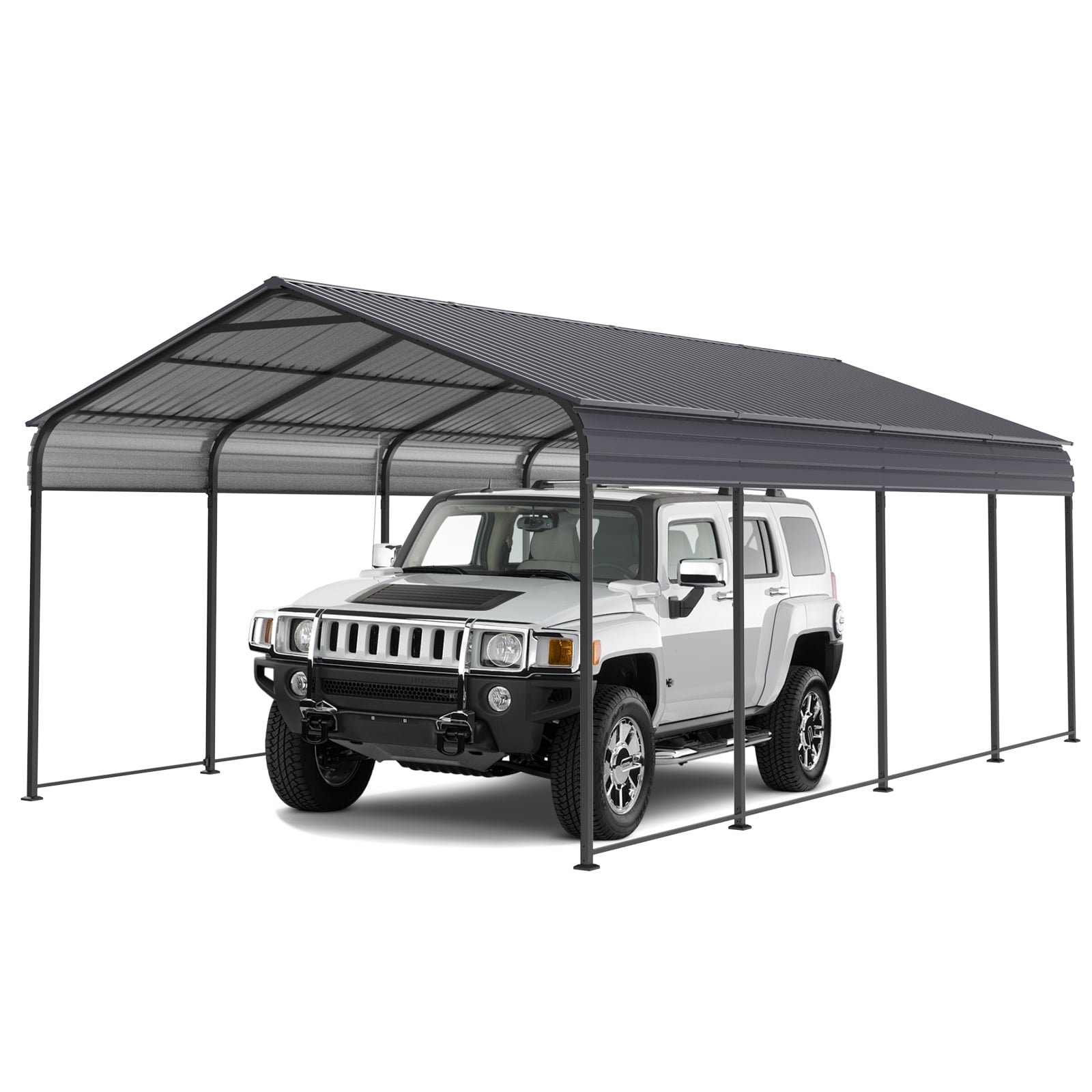 supply Video NEW Metal Carport 12 ×20 FT Heavy Duty with Galvanized Steel Roof, Metal Garage Canopy with Galvanized Steel Roof & Frame, Car Tent Outdoor Storage Shed for Car, Boats and Truck, Gray