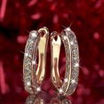 thumbnail image 4 of Deseo de joyería de moda, pendientes con clip para la oreja con diamantes de imitación de tres lados, 4 of 5