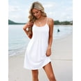 thumbnail image 4 of Summer Dresses for Women Adjustable Spaghetti Strap Beach Vacation Casual Cute Sundresses with Pockets White S, 4 of 7