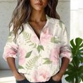 thumbnail image 2 of QASIEATN Women's Cotton Linen 3/4 Sleeve Shirt Top Summer Casual Cute Lapel Loose Comfy Blouses, 2 of 5