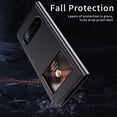 thumbnail image 3 of MonsDirect for 7.6 inch Samsung Galaxy Z Fold 2 5G 2020 Case, Nappa Leather with Flip Folding Magnetic Face Cover, Window Design with Hidden Kickstand Full Protective for Galaxy Z Fold 2, Black, 3 of 7