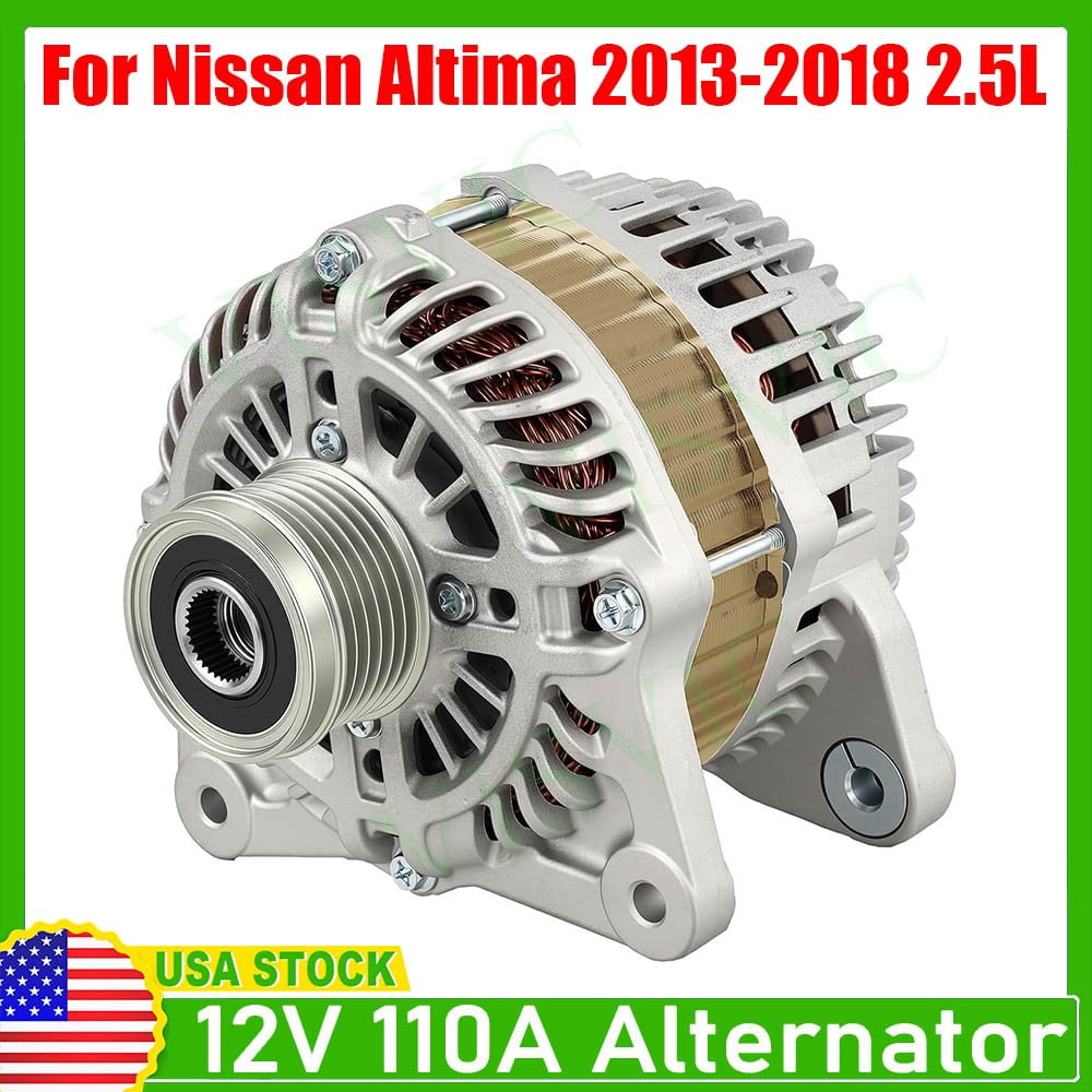 Alternator for Nissan Altima 2013-2018 Sedan L4 2.5L 110 A 12 Volt CW 6-Groove