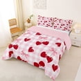 thumbnail image 2 of Erosebridal Cute Cherry Bow Full Size Comforter Sets for Girls, Pink Plaid Bedding Sets, Pink Reversible, 1 Comforter and 2 Pillowcases, 2 of 6