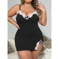 thumbnail image 2 of LapaPlus Lingerie For Plus Size Womens Strappy V Neck Lace Nightdress Pajamas, 2 of 6