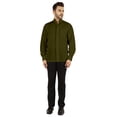 thumbnail image 2 of Bestman Solid Long Sleeve Shirt For Mens Front Double Button Placket Chinese Collar Shirt, 2 of 7