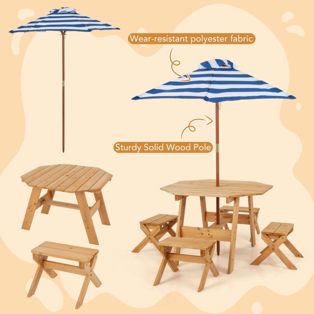 Spaco Kids Wooden Table Set for Children Aged 3+ Years-Natural, Toddler Table and Chair Set for Arts & Crafts, Snack Time, Homeschooling, Homework