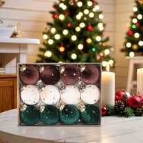 sruoe Christmas Tree Ornaments, Christmas Balls, Shatterproof Xmas Decoration, Ball Ornaments Set, Flocked Christmas Balls, Hanging Tree Ornament for Xmas Holiday Party Halloween Decor