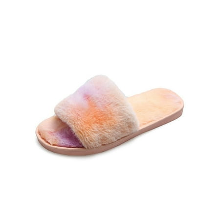 

Avamo Women Fuzzy House Slippers Fluffy Open Toe Casual Indoor/Outdoor Slippers