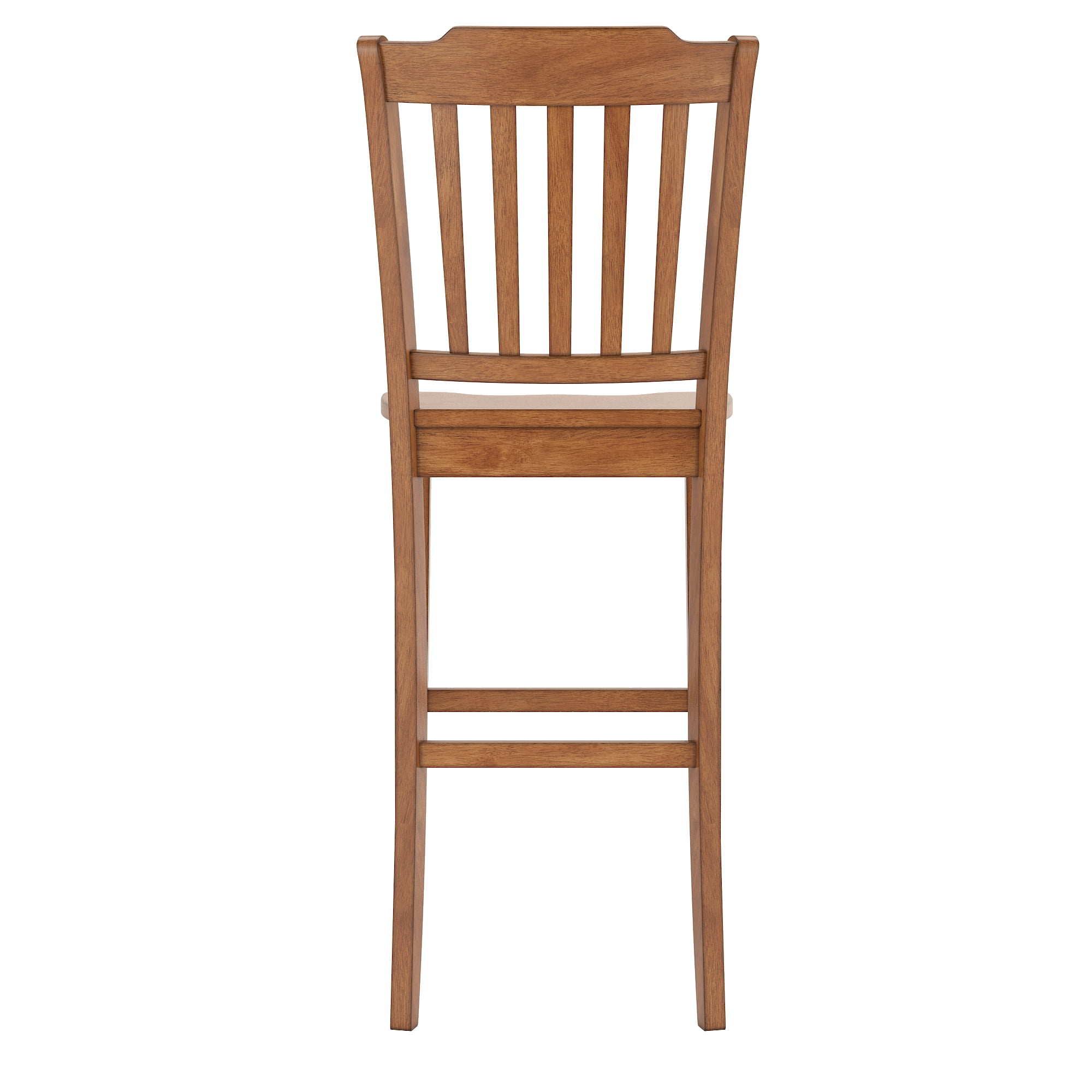 Weston Home Farmhouse Slat Back 29" Wood Bar Stool, Set of 2, Oak