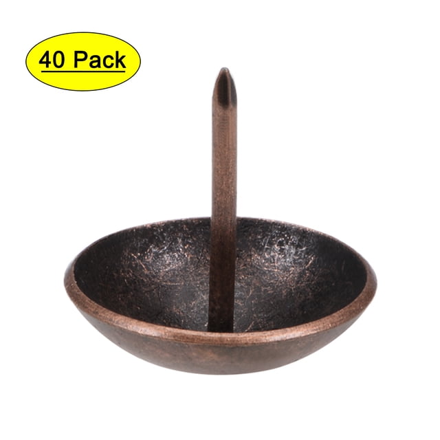 Uxcell 0.98''x0.98'' Clavos de Tapicería Tacos Redondos de Empuje de Pulgar de Hierro Tono Cobre 40Pcs
