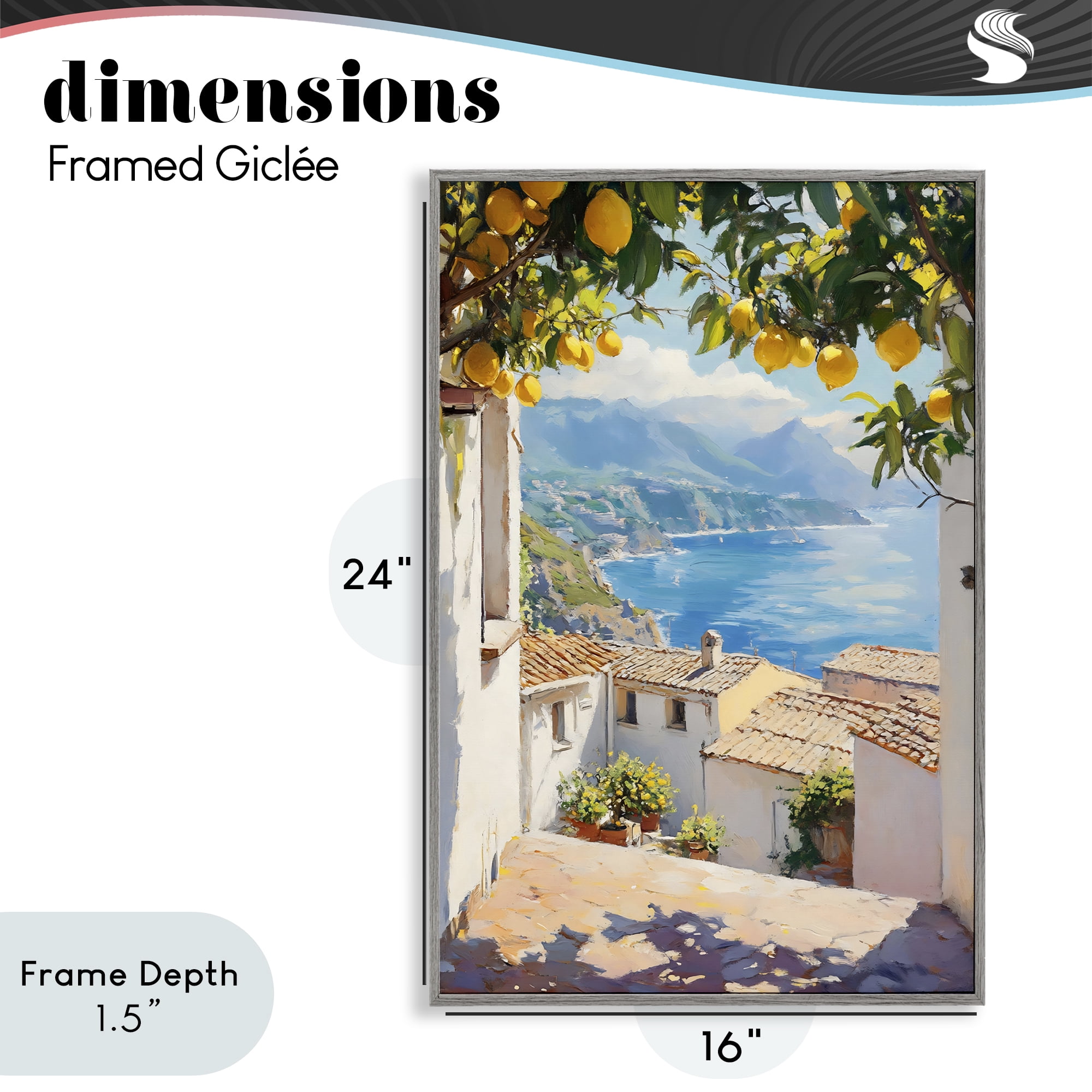 Stupell Industries Amalfi Coast Lemon Overhang Gray Framed Giclee Art, design by LSR Design Studio