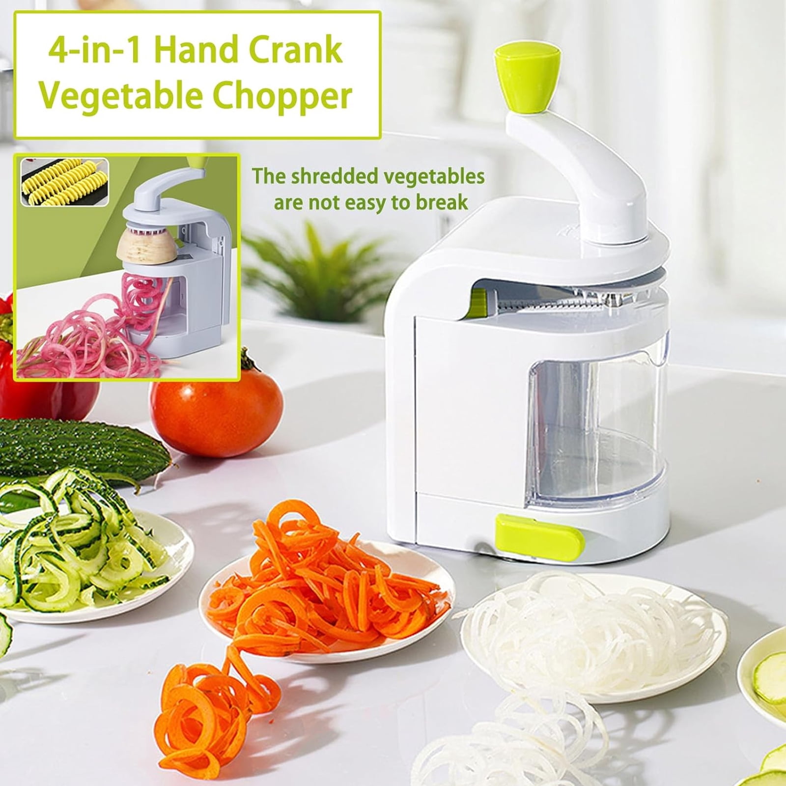 Spiralizer Vegetable Slicer, Manual Vegetable Spiralizer with 4-in
