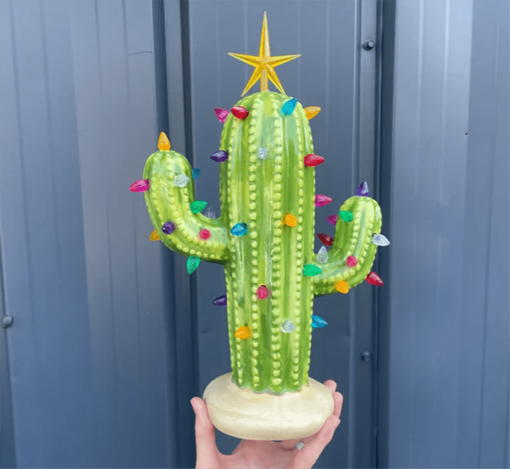 Tukinala Christmas Cactus Vintage Ceramic Christmas Tree Cactus - Light ...