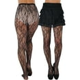 thumbnail image 2 of ToBeInStyle Women's Lace Spandex Pantyhose - Floral Garden Bouquet - Black, 2 of 7