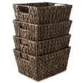 thumbnail image 2 of Casafield Set of 4 Water Hyacinth Storage Baskets with Handles - Espresso, 12" x 9" x 6" Rectangular Storage Bins for Organizing Shelves, Blankets, Laundry, 2 of 7