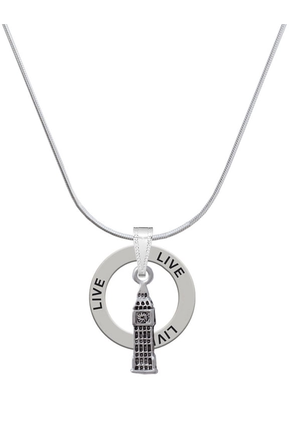 Silvertone London's Big Ben Clock Tower Live Ring Charm Necklace, 18"