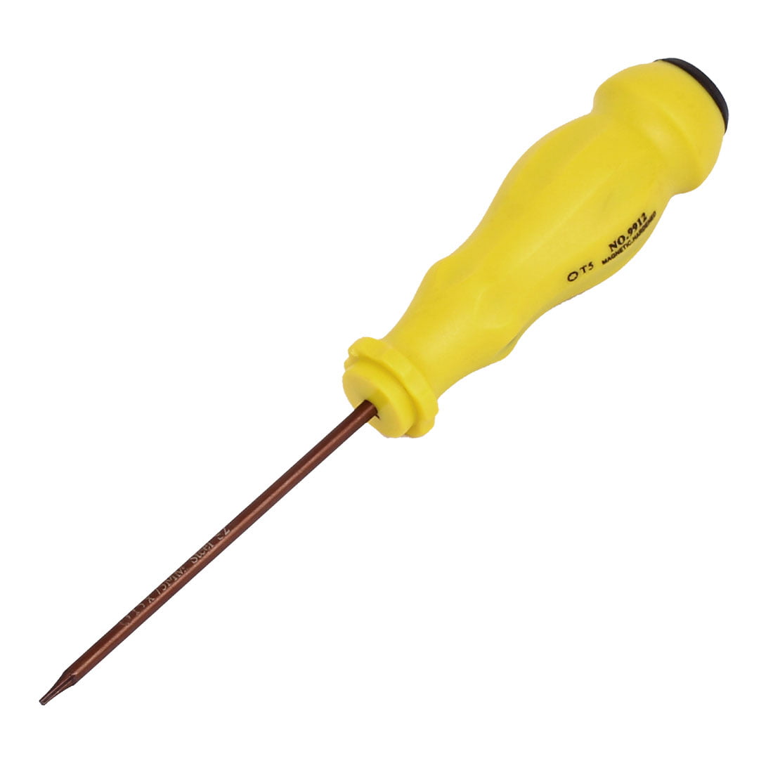 Yellow Plastic Grip 75mm Shaft 1mm Tip T5 Magnetic Torx Screwdriver 