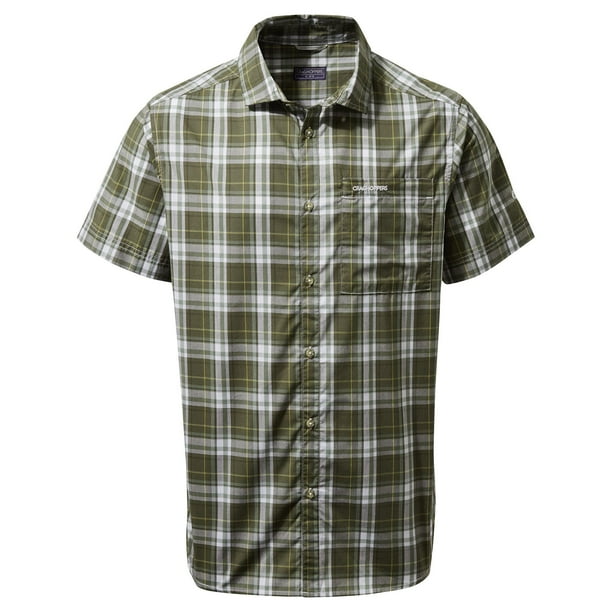 Craghoppers - Camisa Vernon Cuadro de Manga Corta para Hombre (Verde Parka)