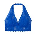 thumbnail image 4 of Iugvhana Women's Lace Halter Bras V-Neck Side Closure Push Up Bra Backless Elegant Scalloped Trim Party Date Night Bras Daily Bra Blue M, 4 of 6