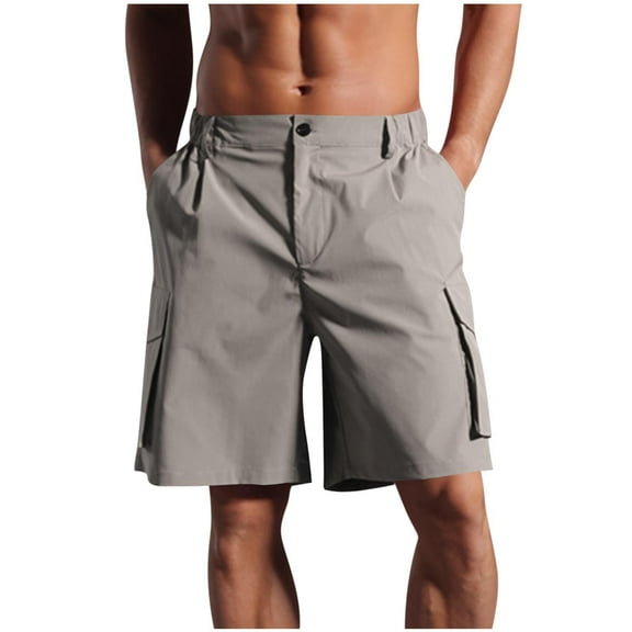 JIUKE Cargo Shorts for Men Casual Summer Lightweight Knee Length Shorts Mid Waisted Baggy Hiking Shorts