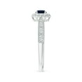 thumbnail image 3 of Angara Natural 0.33 Ct. Blue Sapphire with Diamond Halo Ring in Sterling Silver for Women (Ring Size: 6), 3 of 10