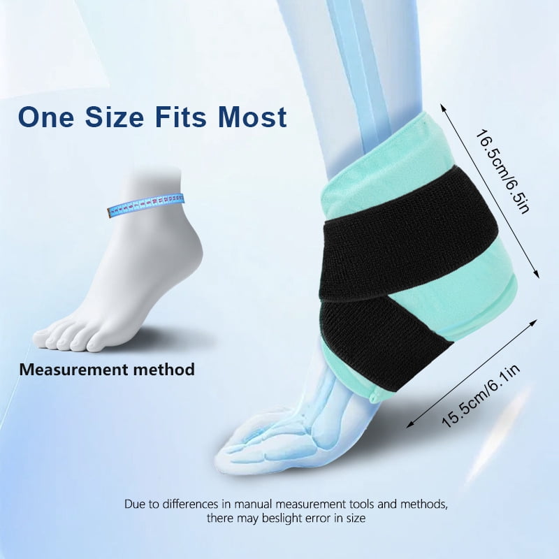 Ankle Heel Ice Pack Wrap Brace for Swelling,Gel Cold/Hot Therapy Wrap for Sprained Ankle, Achilles Tendonitis, Plantar Fasciitis,Foot Pain,Adjustable Strap,Reusable Compression Wrap (Green)