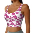 thumbnail image 2 of Goofa Orchids Flowers Printed Sports Bras for Women, High Impact Running Bra Workout Crop Tank Tops Longline Sports Bra Push up-XX-Large, 2 of 9