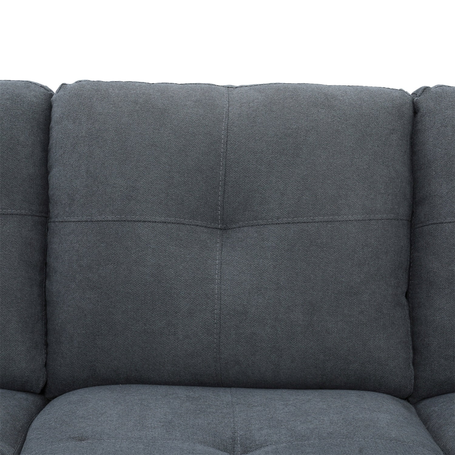 Hommoo L Shaped Couch Set Sectional Sofa Set, Flannel Living Room Furniture Sets, 4-Seat Couches and Sofa Set for Home, Apartment, Dorm, Dark Gray(No Ottoman)