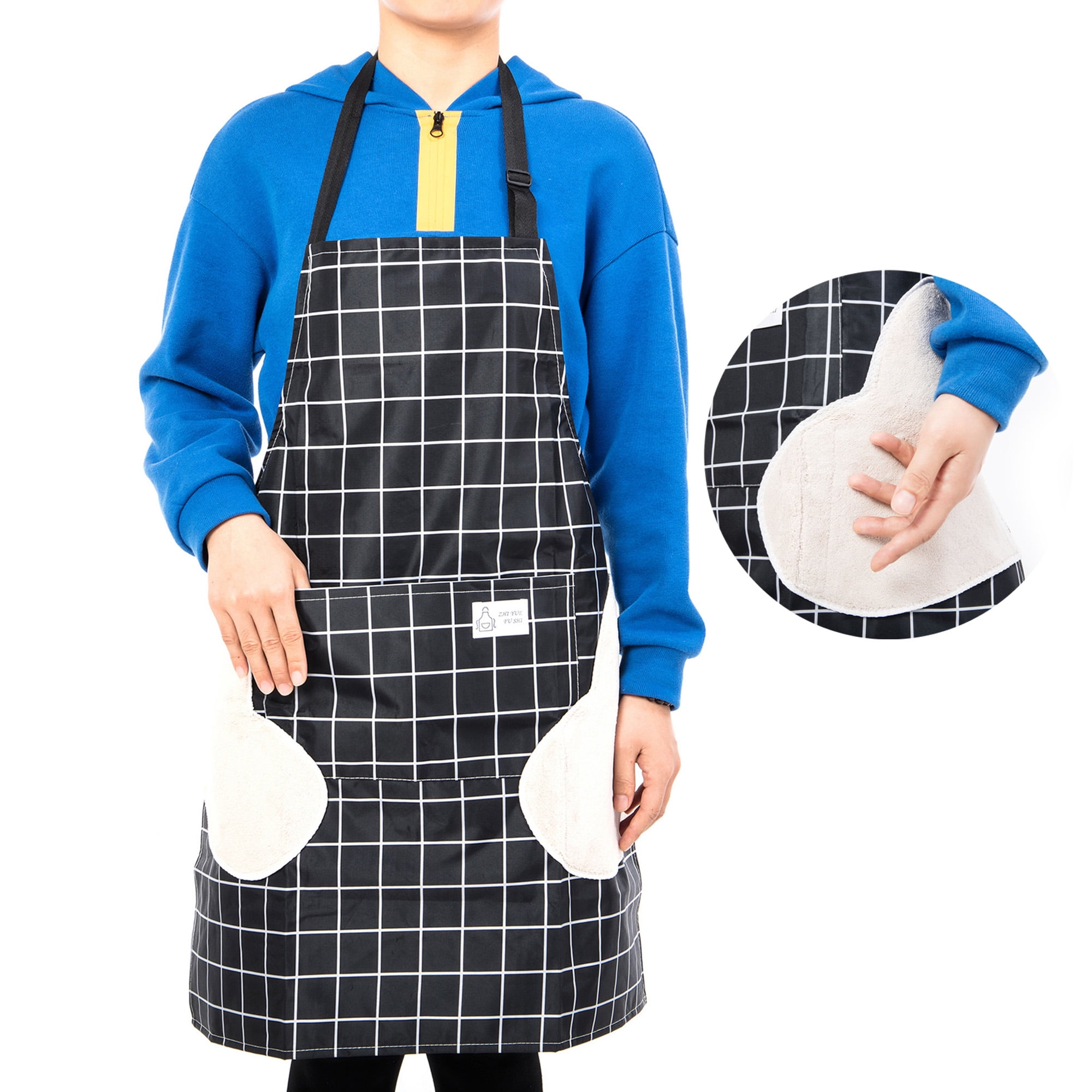 NK 8 Piece Adjustable Neck Bib Aprons, Chef Cooking Apron, Big Pocket