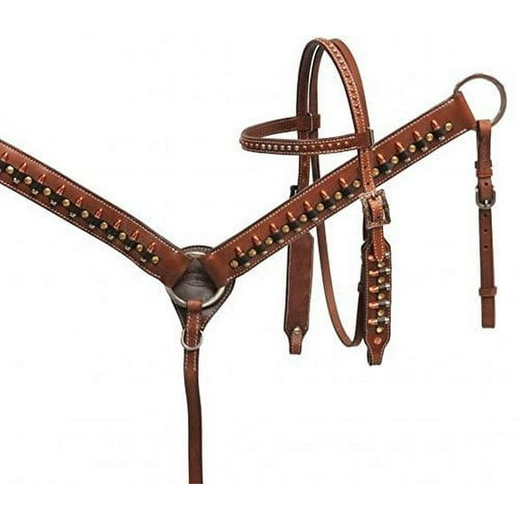 Showman "Ammo Belt" Style Leather Bridle & Breast Collar Set w/ Bullet Conchos