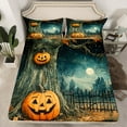 thumbnail image 2 of Feelyou Horror Pumpkin Bed Sheets for Kid, Happy Halloween King Sheets, Gothic Jungle Sheet Set, Breathable Home Decor, 4 Pieces, 2 of 7