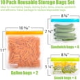 thumbnail image 3 of Fzhanc-Sacs de Rangement Réutilisables - Lot de 10 Sacs de Congélation Sans BPA (2 Sacs Réutilisables Gallon + 4 Sacs à Sandwich Réutilisables Étanches + 4 Sacs à Collation Épais Réutilisables) Sacs à Lunch Ziplock pour Mariner la Viande Fruits, 3 of 4