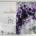 thumbnail image 2 of Purple Black Geometric Shower Curtain Set - Long 72" x 84" Washable Bathtub Curtain with 12 Hooks, Modern Abstract Crystals Artwork Waterproof Fabric Stall Shower Curtains for Bathroom/Bathtub Décor, 2 of 6