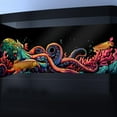 thumbnail image 2 of Blacklight Octopus Sea Monster HD 3D Black Light Aquarium Background UV Reactive Background Terrarium Background with 10 EVA Double-Sided Tape, 48X24IN, 2 of 5