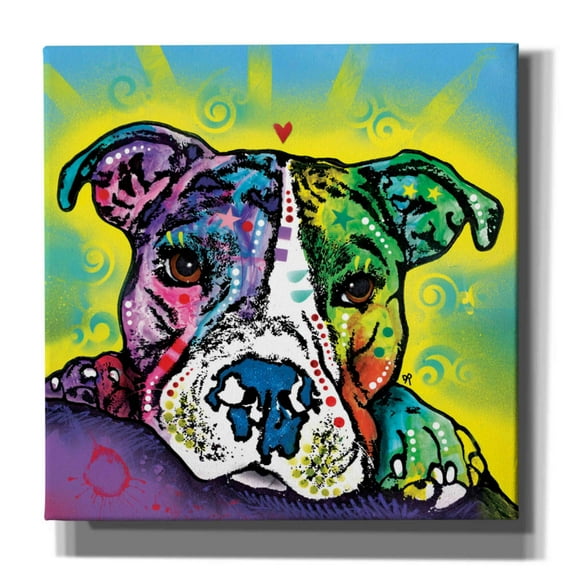 Epic Graffiti 'The Baby Pit Bull' by Dean Russo, Giclee Canvas Wall Art, 12"x12"